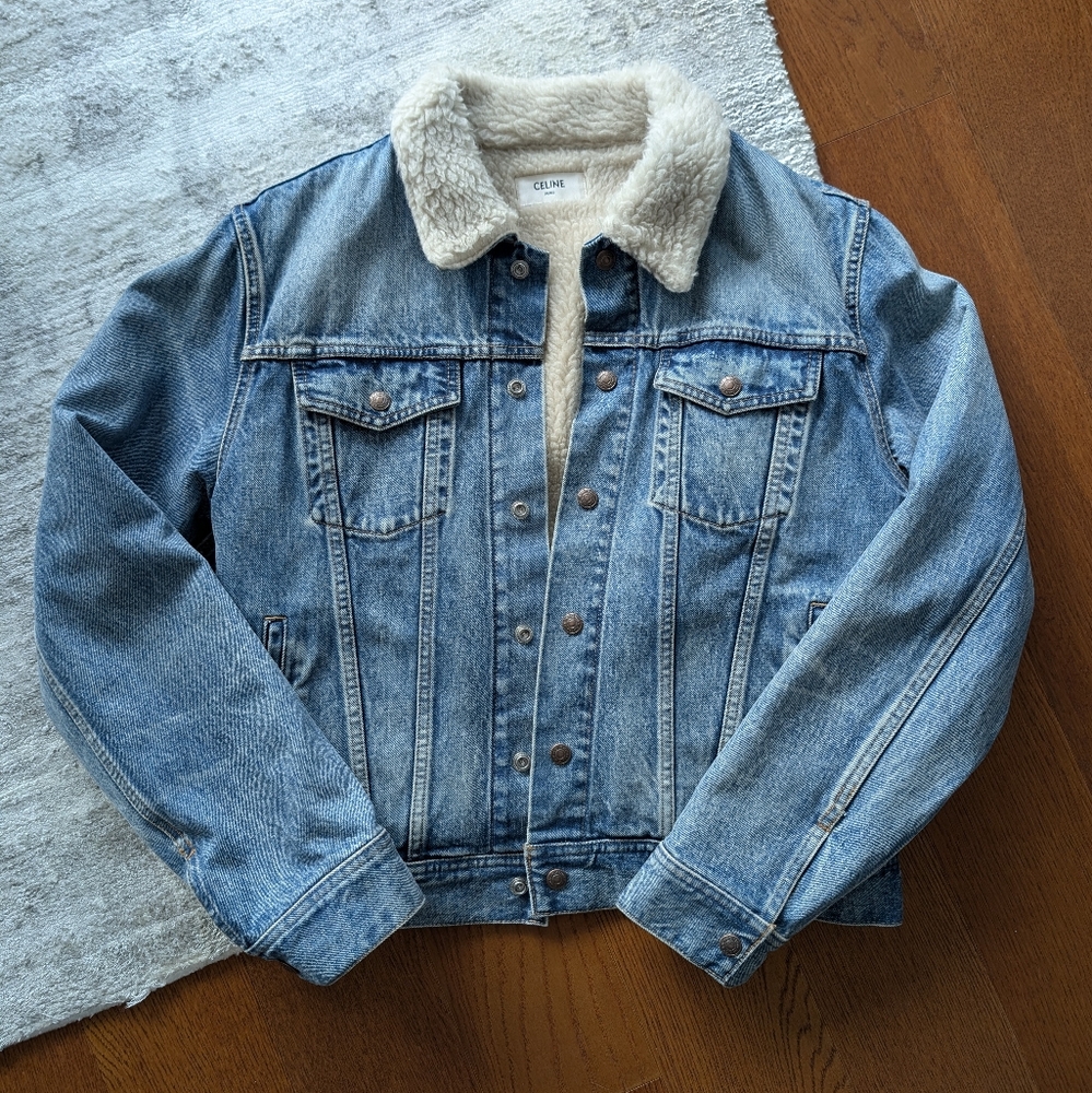 🔥 Celine Sherpa Denim Jacket Men's Size Small